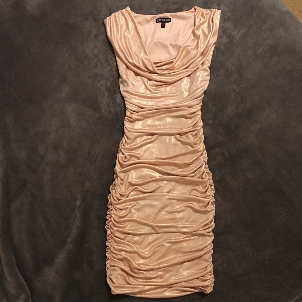 Metallic Pink Champagne Sleeveless Body-con Dress